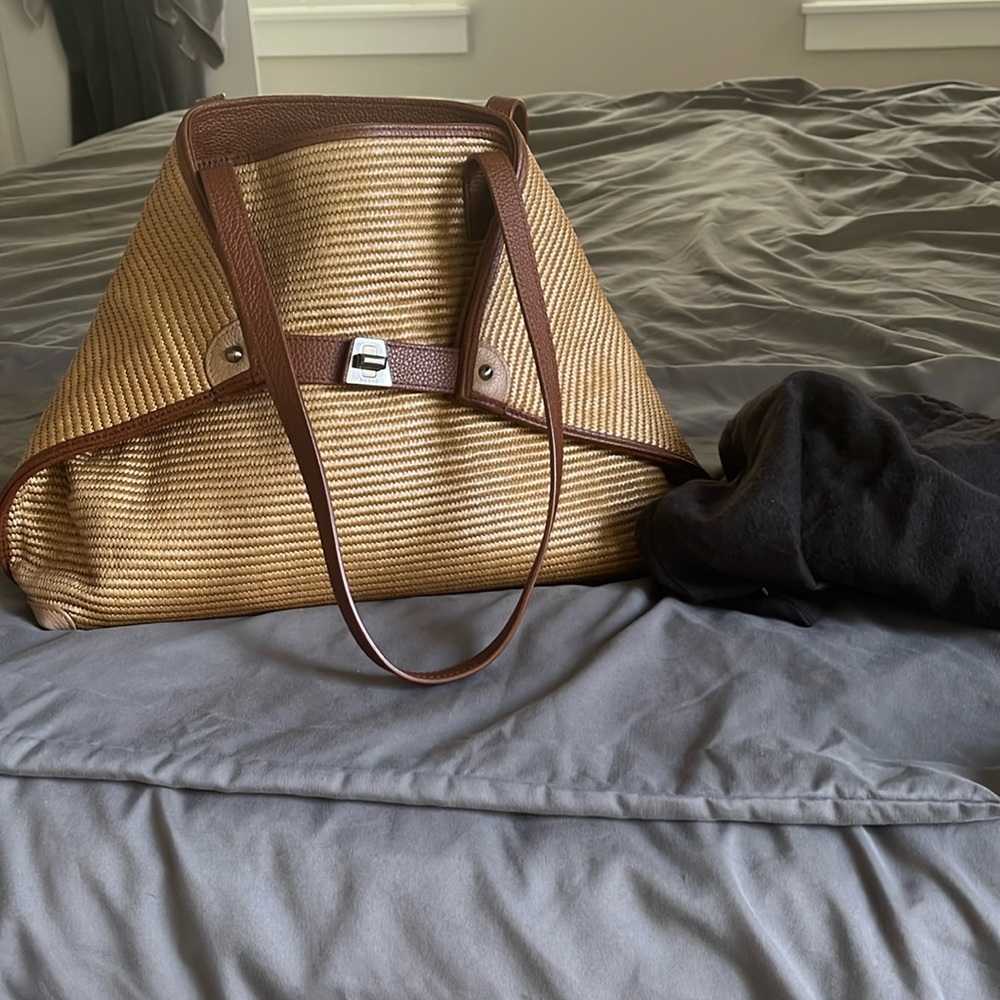 Akris raffia medium shoulder tote